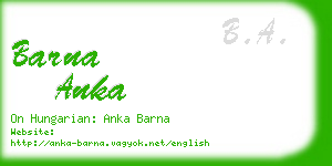 barna anka business card